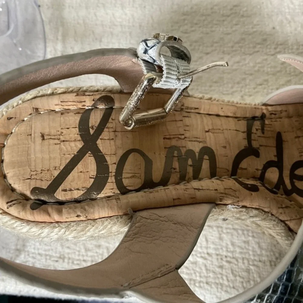 Sam‎ Edelman Maura Snakeskin Platform Wedge Espadrille Sandals White Black 6M